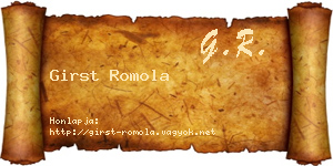 Girst Romola névjegykártya